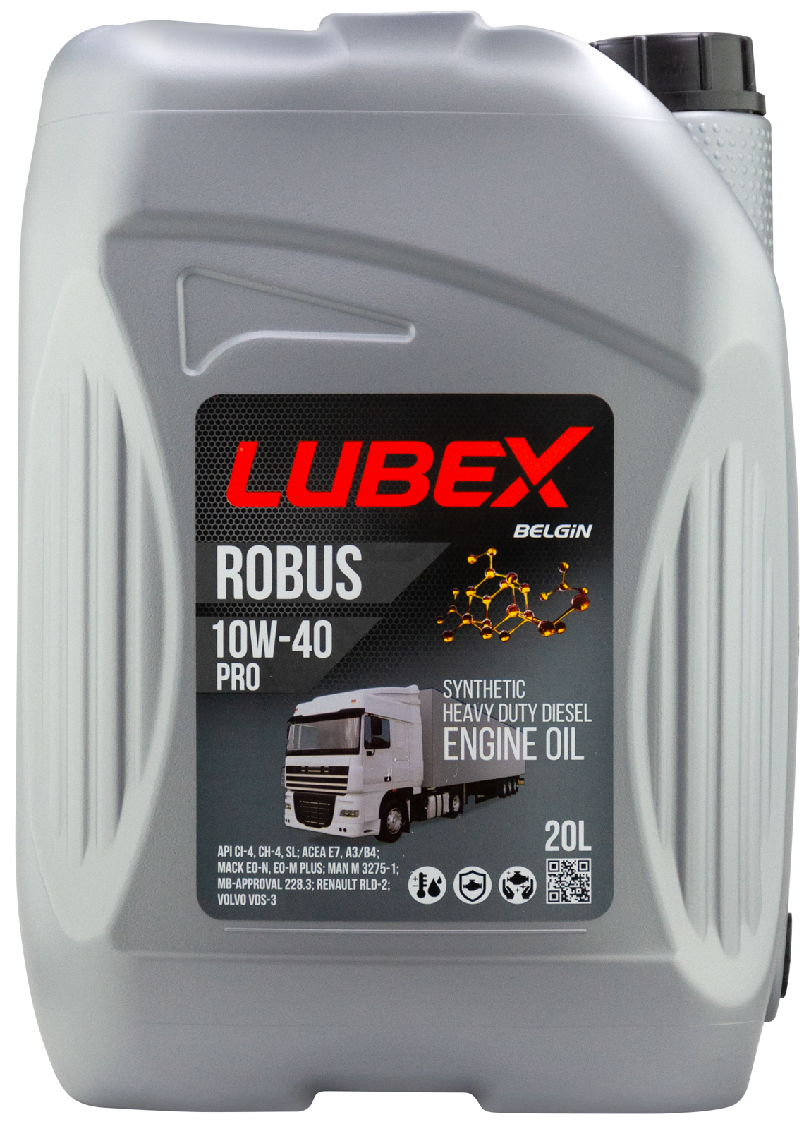 L019-0772-0020 LUBEX Синт. мот.масло ROBUS PRO 10W-40 CH-4/CI-4/SL A3/B4/E7 (20л)